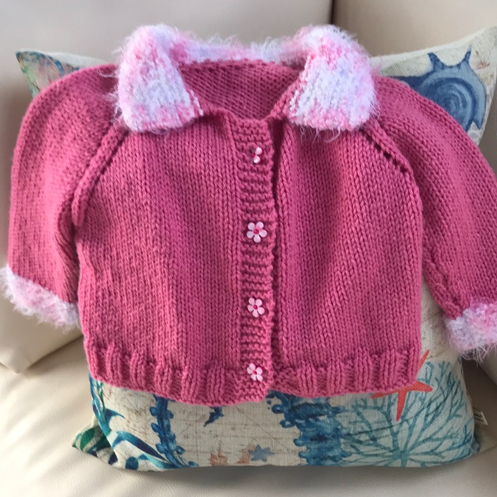 Hand knit Girl’s Sweater Size 18 Months